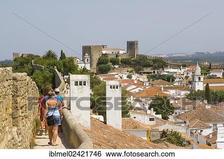 View of Obidos from the city wall, Castelo de Obidos, Obidos Castle, Obidos, Leiria District, Pinhal Litoral, Portugal, Europe View Large Photo Image Stock Photograph - View of Obidos from the city wall, Castelo de Obidos, Obidos Castle, Obidos, Leiria District, Pinhal Litoral, Portugal, Europe. Fotosearch