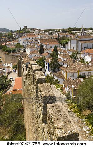 View of Obidos from the city wall, Castelo de Obidos, Obidos Castle, Obidos, Leiria District, Pinhal Litoral, Portugal, Europe View Large Photo Image Stock Photograph - View of Obidos from the city wall, Castelo de Obidos, Obidos Castle, Obidos, Leiria District, Pinhal Litoral, Portugal, Europe. Fotosearch