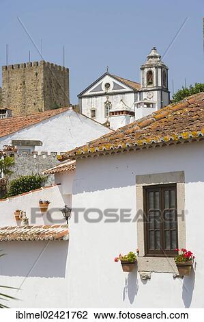 View of Obidos with Igreja de Sao Tiago, Sao Tiago Church from the city wall, Castelo de Obidos, Obidos Castle, Obidos, Leiria District, Pinhal Litoral, Portugal, Europe View Large Photo Image Stock Image - View of Obidos with Igreja de Sao Tiago, Sao Tiago Church from the city wall, Castelo de Obidos, Obidos Castle, Obidos, Leiria District, Pinhal Litoral, Portugal, Europe. Fotosearch