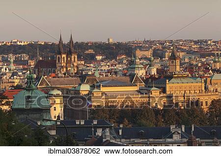 "View of Prague with Tyn Church, St. Nicholas Church and the tower of the City Hall, Prague, Bohemia, Czech Republic, Europe" View Large Photo Image Stock Image - "View of Prague with Tyn Church, St. Nicholas Church and the tower of the City Hall, Prague, Bohemia, Czech Republic, Europe". Fotosearch