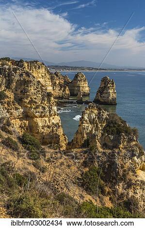 "View of Praia do Camilo as seen from Ponta da Piedade, coastal landscape, Algarve, Lagos, Algarve, Portugal, Europe" View Large Photo Image Picture - "View of Praia do Camilo as seen from Ponta da Piedade, coastal landscape, Algarve, Lagos, Algarve, Portugal, Europe". Fotosearch
