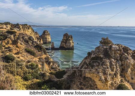 "View of Praia do Camilo as seen from Ponta da Piedade, coastal landscape, Algarve, Lagos, Algarve, Portugal, Europe" View Large Photo Image Stock Image - "View of Praia do Camilo as seen from Ponta da Piedade, coastal landscape, Algarve, Lagos, Algarve, Portugal, Europe". Fotosearch