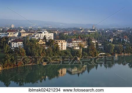 View of Rheinfelden as seen from the silo of the former Cardinal brewery in Rheinfelden, canton of Aargau, Switzerland, Europe View Large Photo Image Picture - View of Rheinfelden as seen from the silo of the former Cardinal brewery in Rheinfelden, canton of Aargau, Switzerland, Europe. Fotosearch
