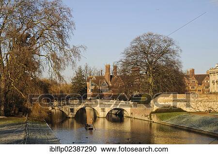 "View of river with punt approaching bridge and college buildings in frost, Clare Bridge, Jerwood Library, Trinity Hall, River Cam, Cambridge, Cambridgeshire, England, United Kingdom, Europe" View Large Photo Image Stock Image - "View of river with punt approaching bridge and college buildings in frost, Clare Bridge, Jerwood Library, Trinity Hall, River Cam, Cambridge, Cambridgeshire, England, United Kingdom, Europe". Fotosearch