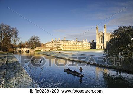 "View of river with punt approaching bridge and college buildings in frost, Clare Bridge, Jerwood Library, Trinity Hall, Clare College and King's College Chapel, River Cam, Cambridge, Cambridgeshire, England, United Kingdom, Europe" View Large Photo Image Stock Photo - "View of river with punt approaching bridge and college buildings in frost, Clare Bridge, Jerwood Library, Trinity Hall, Clare College and King's College Chapel, River Cam, Cambridge, Cambridgeshire, England, United Kingdom, Europe". Fotosearch