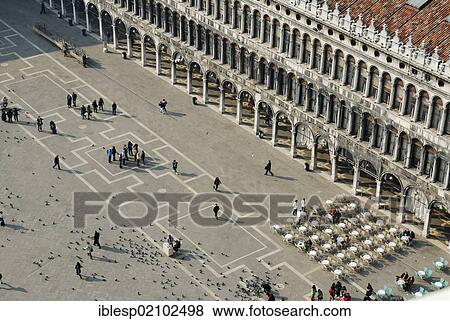 "View of St Mark's Square and the Procuratoria of St Mark's Basilica as seen from St Mark's Campanile, Venice, Veneto, Italy, Europe" View Large Photo Image Stock Photo - "View of St Mark's Square and the Procuratoria of St Mark's Basilica as seen from St Mark's Campanile, Venice, Veneto, Italy, Europe". Fotosearch
