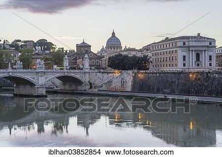 "View of St. Peter's Basilica seen from Ponte Sant'Angelo bridge, the Tiber River in the foreground, Rome, Lazio region, Italy, Europe" View Large Photo Image Picture - "View of St. Peter's Basilica seen from Ponte Sant'Angelo bridge, the Tiber River in the foreground, Rome, Lazio region, Italy, Europe". Fotosearch