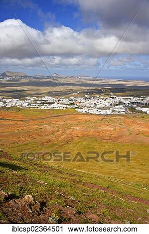 "View of Teguise from the Castillo de Santa Barbara or the Castillo de Guanapay, near Teguise, Lanzarote, Canary Islands, Spain, Europe" View Large Photo Image Stock Image - "View of Teguise from the Castillo de Santa Barbara or the Castillo de Guanapay, near Teguise, Lanzarote, Canary Islands, Spain, Europe". Fotosearch