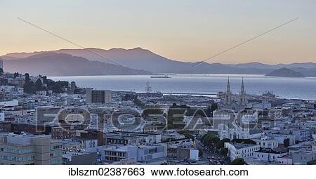 Stock Image - "View of Telegraph Hill and the bay, San Francisco, California, USA". Fotosearch