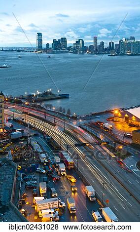 "View of the 10th and the 11th Avenue, the Hudson River and New Jersey, in the morning, New York, USA" View Large Photo Image Stock Photo - "View of the 10th and the 11th Avenue, the Hudson River and New Jersey, in the morning, New York, USA". Fotosearch