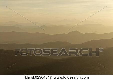 Stock Photo - "View of the Alps towards the north after sunrise, Mont Ventoux, 1912m, Provencal Alps, Sault, Carpentras, Provence region, Departement Vaucluse, France, Europe". Fotosearch
