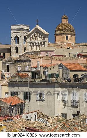 View of the Castello district with the Cathedral of Santa Maria di Castellodes as seen from Torre del Elefante tower, Casteddu, Cagliari, Sardinia, Italy, Europe View Large Photo Image Stock Photography - View of the Castello district with the Cathedral of Santa Maria di Castellodes as seen from Torre del Elefante tower, Casteddu, Cagliari, Sardinia, Italy, Europe. Fotosearch