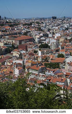 "View of the city from the Castello de Sao Jorge, Lisbon, Lisbon District, Portugal, Europe" View Large Photo Image Stock Photography - "View of the city from the Castello de Sao Jorge, Lisbon, Lisbon District, Portugal, Europe". Fotosearch