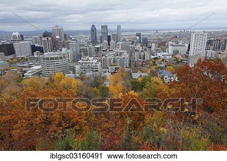 Stock Image - "View of the city, Mount Royal, Montreal, Quebec Province, Canada, North America". Fotosearch