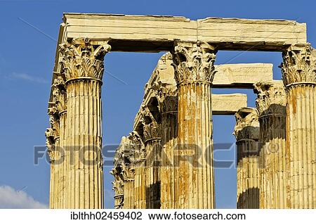 Stock Image - "View of the columns of the Temple of Olympian Zeus, Olympieion, Athens, Greece, Europe". Fotosearch