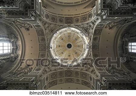 Stock Image - "View of the dome of the Theatiner Church, Italian late Baroque, consecrated in 1675, Munich, Upper Bavaria, Bavaria, Germany, Europe". Fotosearch