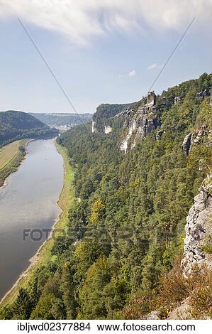 Picture - "View of the Elbe River from the Bastei, Saxony, Germany, Europe". Fotosearch