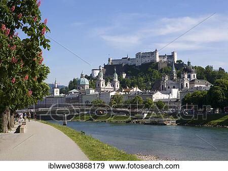 "View of the historic centre and Festung Hohensalzburg Fortress, Salzach, Salzburg, Austria, Europe" View Large Photo Image Stock Photo - "View of the historic centre and Festung Hohensalzburg Fortress, Salzach, Salzburg, Austria, Europe". Fotosearch