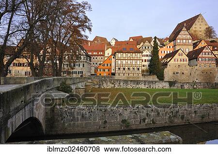 "View of the old town with the bridge Steinerne Steg over the Kocher river, Schwaebisch Hall, Baden-Wuerttemberg, Germany, Europe, PublicGround, Europe" View Large Photo Image Stock Photo - "View of the old town with the bridge Steinerne Steg over the Kocher river, Schwaebisch Hall, Baden-Wuerttemberg, Germany, Europe, PublicGround, Europe". Fotosearch