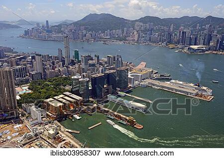 "View of the port facilities of Kowloon and the Hong River, from the International Commerce Centre, ICC, Kowloon, Hong Kong, China, Asia" View Large Photo Image Stock Photo - "View of the port facilities of Kowloon and the Hong River, from the International Commerce Centre, ICC, Kowloon, Hong Kong, China, Asia". Fotosearch