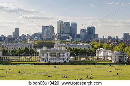 "View of the Queen's House, the Royal Naval College and Canary Wharf, Greenwich, London, London region, England, United Kingdom, Europe" View Large Photo Image Stock Image - "View of the Queen's House, the Royal Naval College and Canary Wharf, Greenwich, London, London region, England, United Kingdom, Europe". Fotosearch