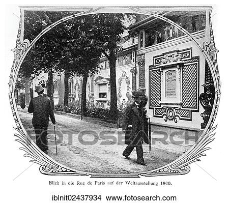 "View of the Rue de Paris street during the 1900 World's Fair, an illustration from Moderne Kunst in Meisterholzschnitten, a yearbook from 1900" View Large Photo Image Picture - "View of the Rue de Paris street during the 1900 World's Fair, an illustration from Moderne Kunst in Meisterholzschnitten, a yearbook from 1900". Fotosearch