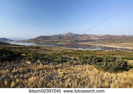 "View of the ski slopes and the Jordanelle Reservoir, Park City, Utah, USA" View Large Photo Image Stock Photography - "View of the ski slopes and the Jordanelle Reservoir, Park City, Utah, USA". Fotosearch