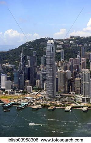 Stock Photograph - "View of the skyline of Central and Hong Kong River, from the International Commerce Centre, ICC, Kowloon, Hong Kong, China, Asia". Fotosearch