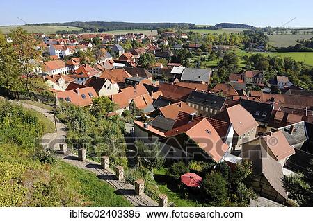 Stock Photography - "View of the town from Burg Ranis castle, Ranis, Thuringia, Germany, Europe". Fotosearch