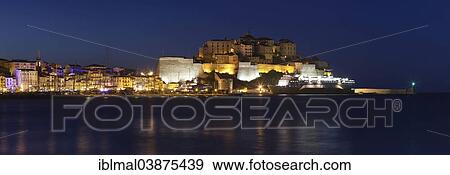 "View of the town of Alvi at night, Corsica, France, Europe" View Large Photo Image Stock Photo - "View of the town of Alvi at night, Corsica, France, Europe". Fotosearch