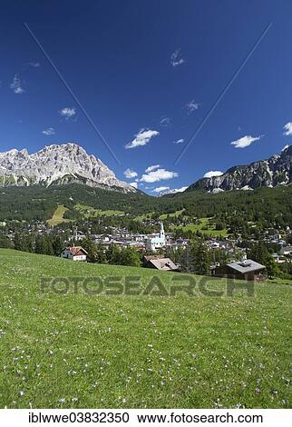 "View of the town of Cortina d'Ampezzo, Province of Belluno, Veneto, Italy, Europe" View Large Photo Image Stock Image - "View of the town of Cortina d'Ampezzo, Province of Belluno, Veneto, Italy, Europe". Fotosearch