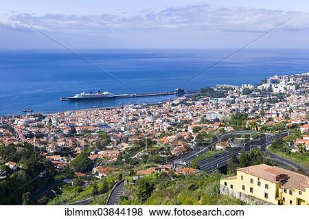 "View of the town of Funchal, port at the back, Madeira, Portugal, Europe" View Large Photo Image Stock Photo - "View of the town of Funchal, port at the back, Madeira, Portugal, Europe". Fotosearch