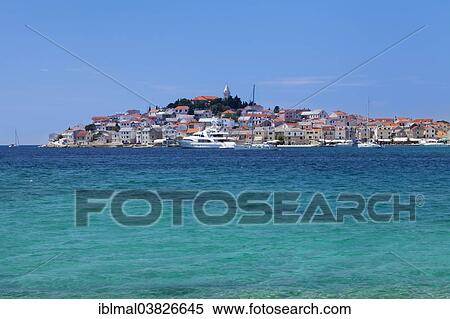 Stock Photography - "View of the town of Primosten, Adriatic coast, Dalmatia, Croatia, Europe". Fotosearch