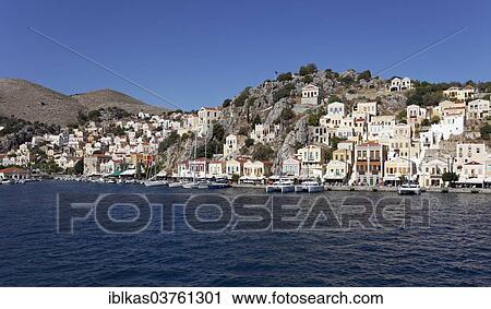 "View of the town of Symi, Symi Island, Dodecanese, Greece, Europe" View Large Photo Image Stock Image - "View of the town of Symi, Symi Island, Dodecanese, Greece, Europe". Fotosearch