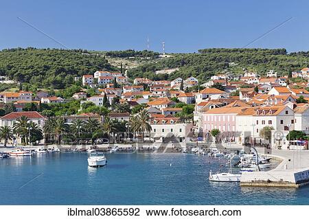 "View of the town the harbour, Supetar, island of Brac, Dalmatia, Croatia, Europe" View Large Photo Image Stock Image - "View of the town the harbour, Supetar, island of Brac, Dalmatia, Croatia, Europe". Fotosearch