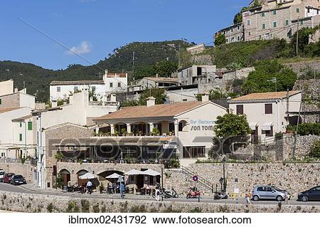"View of the village of Banyalbufar, Serra de Tramuntana, Northwestern Coast, Mallorca, Majorca, Balearic Islands, Spain, Europe" View Large Photo Image Stock Image - "View of the village of Banyalbufar, Serra de Tramuntana, Northwestern Coast, Mallorca, Majorca, Balearic Islands, Spain, Europe". Fotosearch
