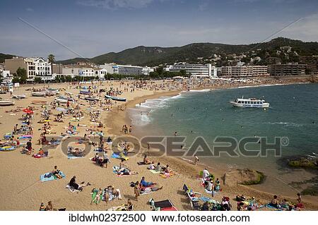 "View of Tossa de Mar and the beach, Tossa de Mar, Costa Brava, Catalonia, Spain, Europe, PublicGround, Europe" View Large Photo Image Stock Image - "View of Tossa de Mar and the beach, Tossa de Mar, Costa Brava, Catalonia, Spain, Europe, PublicGround, Europe". Fotosearch