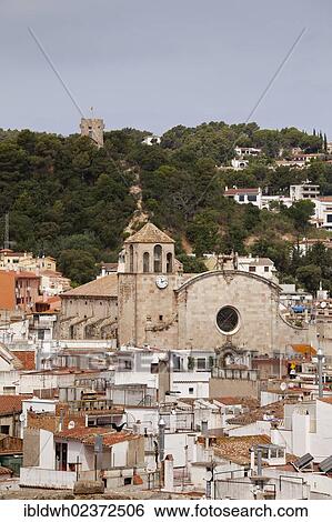 "View of Tossa de Mar and the Church of St. Vincenc, Tossa de Mar, Costa Brava, Catalonia, Spain, Europe, PublicGround, Europe" View Large Photo Image Stock Photograph - "View of Tossa de Mar and the Church of St. Vincenc, Tossa de Mar, Costa Brava, Catalonia, Spain, Europe, PublicGround, Europe". Fotosearch