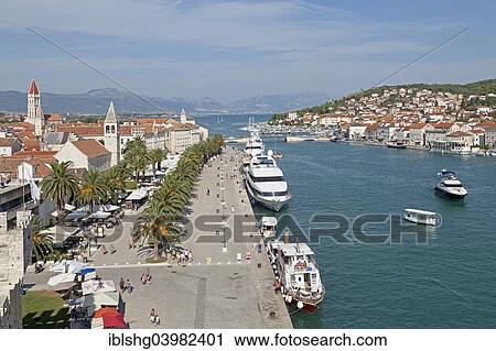 Stock Image - "View of Trogir from Kamerlengo Castle, Trogir, Dalmatia, Croatia, Europe". Fotosearch