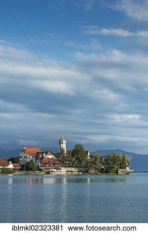 "View of Wasserburg peninsula with the baroque church of St. George as seen from the town of Nonnenhorn, Lake Constance, Bavaria, Germany, Europe" View Large Photo Image Stock Image - "View of Wasserburg peninsula with the baroque church of St. George as seen from the town of Nonnenhorn, Lake Constance, Bavaria, Germany, Europe". Fotosearch