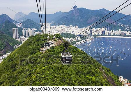 Stock Photo - "View over Botafogo and the Corcovado from the Sugar Loaf Mountain, Botafogo, Corcovado, Rio de Janeiro, Rio de Janeiro State, Brazil, South America". Fotosearch