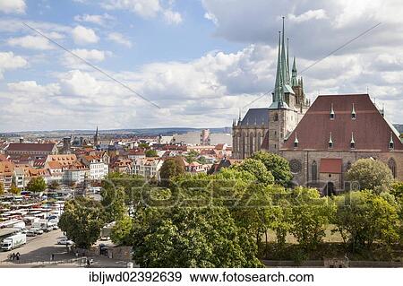"View over Erfurt with Cathedral and Church of St. Severus, Erfurt, Thuringia, Germany, Europe" View Large Photo Image Stock Photo - "View over Erfurt with Cathedral and Church of St. Severus, Erfurt, Thuringia, Germany, Europe". Fotosearch
