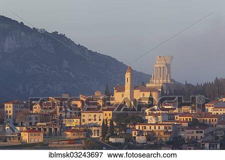 "View over La Turbie with Tropaeum Alpium in the evening light, La Turbie, Departement Alpes-Maritimes, Region Provence-Alpes-Cote d? ÇÖAzur, France, Europe" View Large Photo Image Stock Photo - "View over La Turbie with Tropaeum Alpium in the evening light, La Turbie, Departement Alpes-Maritimes, Region Provence-Alpes-Cote d? ÇÖAzur, France, Europe". Fotosearch