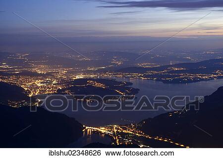 "View over Lake Lucerne towards the city of Lucerne, Stanserhorn Mountain, Central Switzerland, Switzerland, Europe" View Large Photo Image Stock Photograph - "View over Lake Lucerne towards the city of Lucerne, Stanserhorn Mountain, Central Switzerland, Switzerland, Europe". Fotosearch