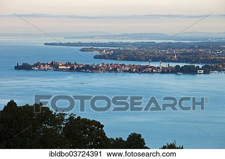 "View over Lindau and Lake Constance from Pfaender Mountain in the early morning, Bregenz, Vorarlberg, Austria, Europe" View Large Photo Image Stock Image - "View over Lindau and Lake Constance from Pfaender Mountain in the early morning, Bregenz, Vorarlberg, Austria, Europe". Fotosearch