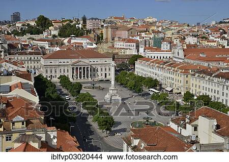 "View over Rossio Square or Praca Dom Pedro IV, with Teatro Dona Maria II National Theatre, Lissabon, Portugal, Europa, Lisbon, Portugal, Europe" View Large Photo Image Picture - "View over Rossio Square or Praca Dom Pedro IV, with Teatro Dona Maria II National Theatre, Lissabon, Portugal, Europa, Lisbon, Portugal, Europe". Fotosearch