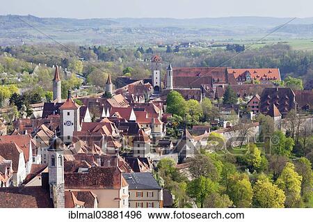 "View over Rothenburg ob der Tauber with Kobolzell Gate, Siebers Tower, Reichsstadt Hall and the Spital Bastion, Romantic Road, Franconia, Bavaria, Germany, Europe" View Large Photo Image Stock Photograph - "View over Rothenburg ob der Tauber with Kobolzell Gate, Siebers Tower, Reichsstadt Hall and the Spital Bastion, Romantic Road, Franconia, Bavaria, Germany, Europe". Fotosearch