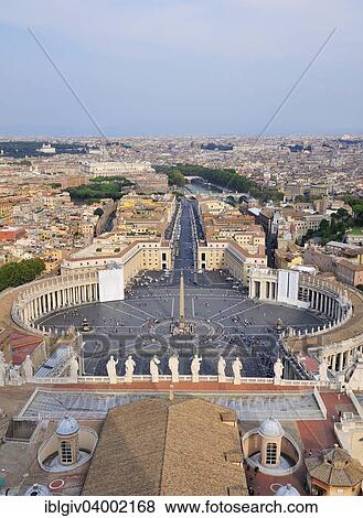 Stock Photo - "View over St. Peter's Square from the dome of St. Peter's Basilica. Vatican, Rome, Lazio, Italy, Europe". Fotosearch