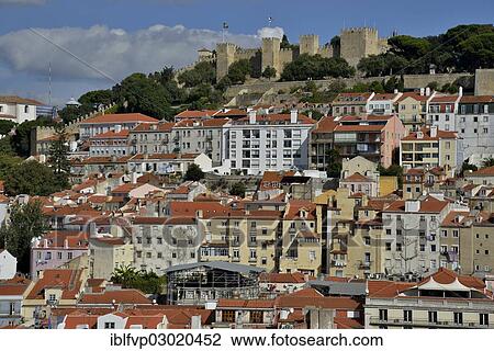 "View over the historic Alfama district towards Castelo de Sao Jorge Castle, Lissabon, Portugal, Europa, Lisbon, Portugal, Europe" View Large Photo Image Stock Image - "View over the historic Alfama district towards Castelo de Sao Jorge Castle, Lissabon, Portugal, Europa, Lisbon, Portugal, Europe". Fotosearch