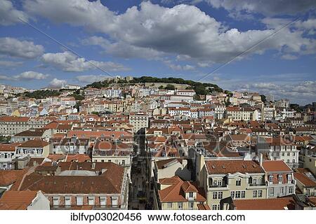 "View over the historic Alfama district towards Castelo de Sao Jorge Castle, Lissabon, Portugal, Europa, Lisbon, Portugal, Europe" View Large Photo Image Stock Photograph - "View over the historic Alfama district towards Castelo de Sao Jorge Castle, Lissabon, Portugal, Europa, Lisbon, Portugal, Europe". Fotosearch